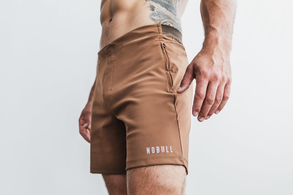 NOBULL Men's Lightweight 7" Shorts - Brown - Ireland (4725ZLWCO)